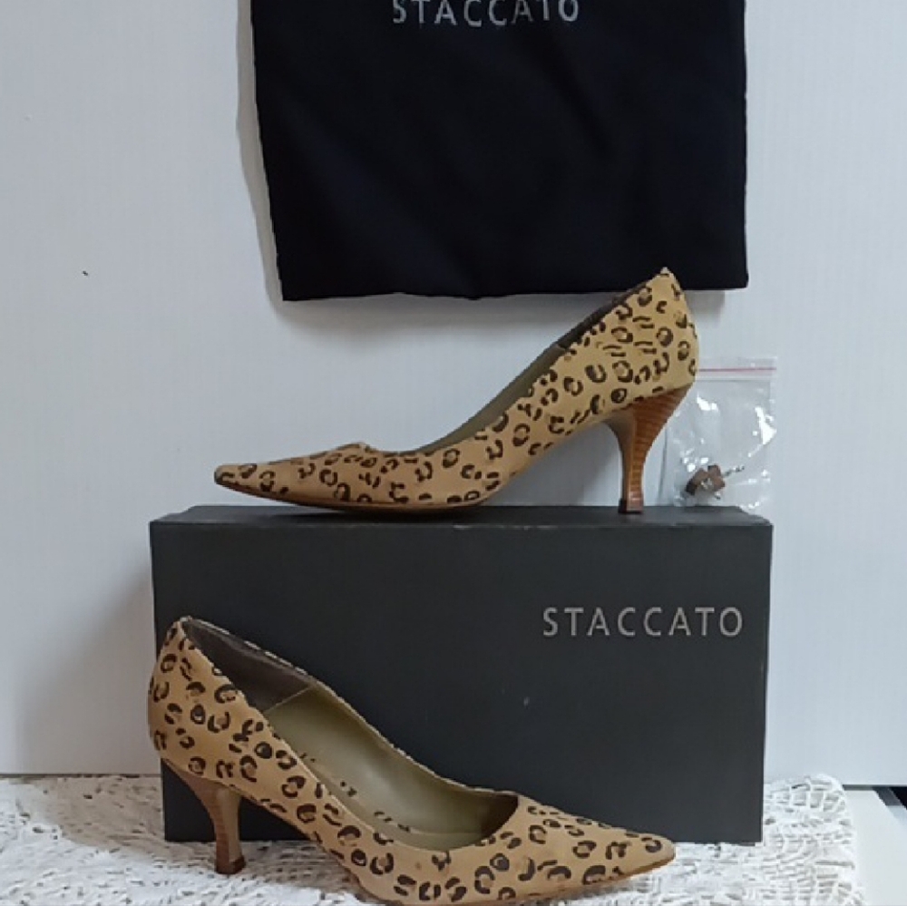 Staccato Tan Leopard Print Heels